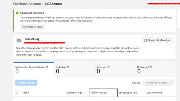 Reactivate Disabled Facebook Ad Account